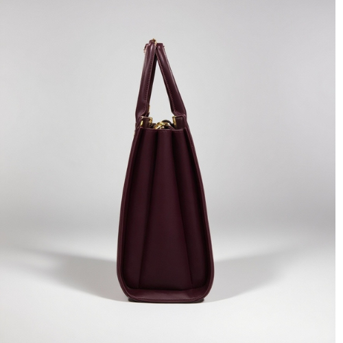 Feelings Plum Purple Leather Tote Bag with Charm