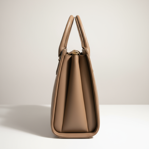 Feelings Taupe Leather Tote Bag with Charm