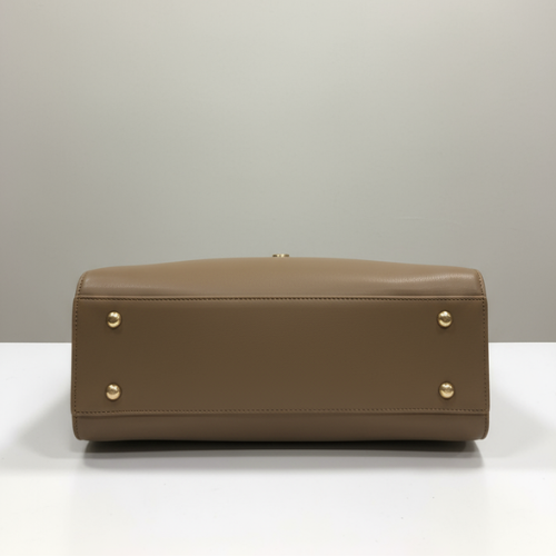 Feelings Taupe Leather Tote Bag with Charm