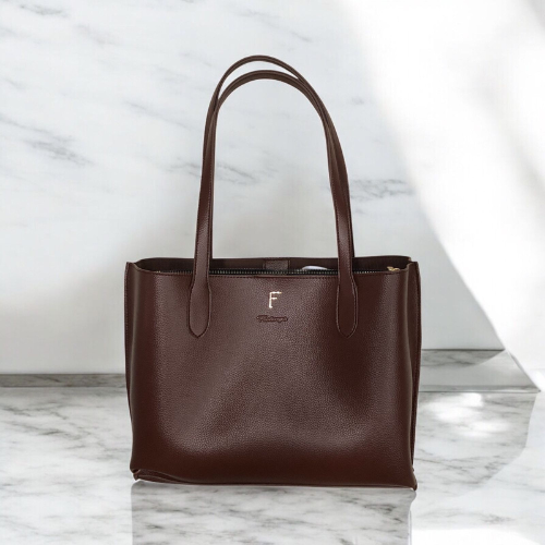 Brown Leather Tote Bag | Feelings Grace – Elegant Everyday Handbag