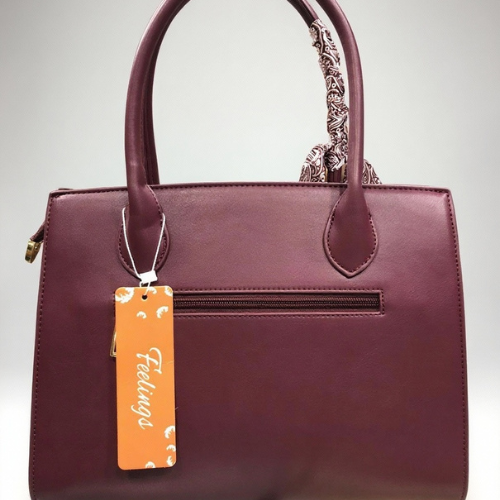 Feelings Wine Maroon Tote Bag with Paisley Silk Scarf
