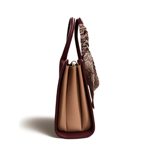 Feelings Wine Maroon Tote Bag with Paisley Silk Scarf