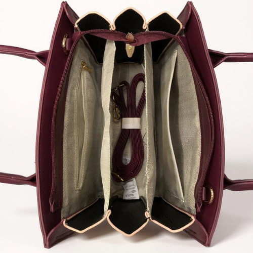 Feelings Wine Maroon Tote Bag with Paisley Silk Scarf