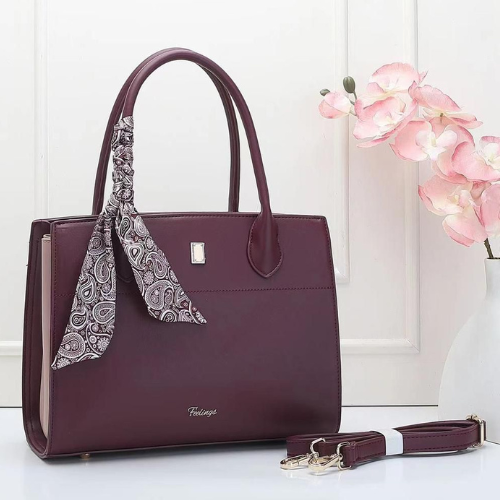 Feelings Wine Maroon Tote Bag with Paisley Silk Scarf
