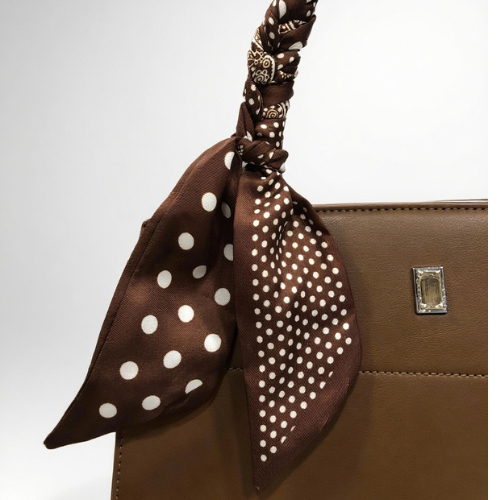 Feelings Mocha Brown Tote Bag with Printed Silk Scarf