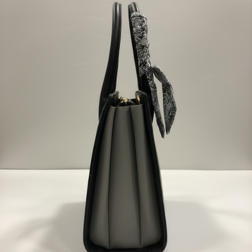 Feelings Black Elegant Tote Bag with Paisley Silk Scarf